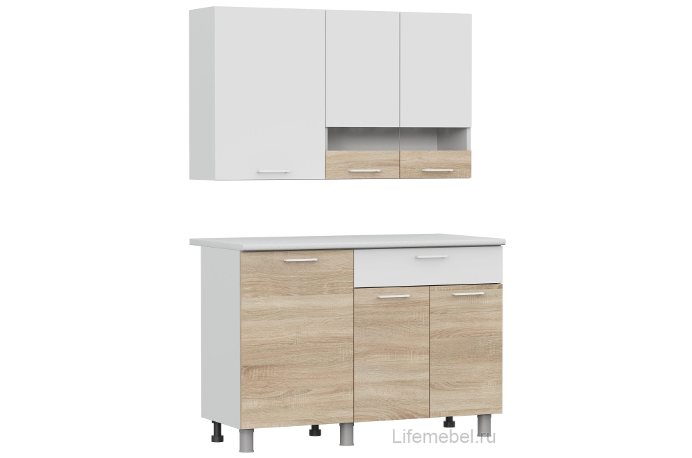 Кухня Варна 1200 белый / дуб сонома / белый / антарес