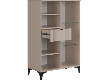 Стенка-горка Рич К3 2450х425х1900 мм кашемир / фрапучино матовый / черный