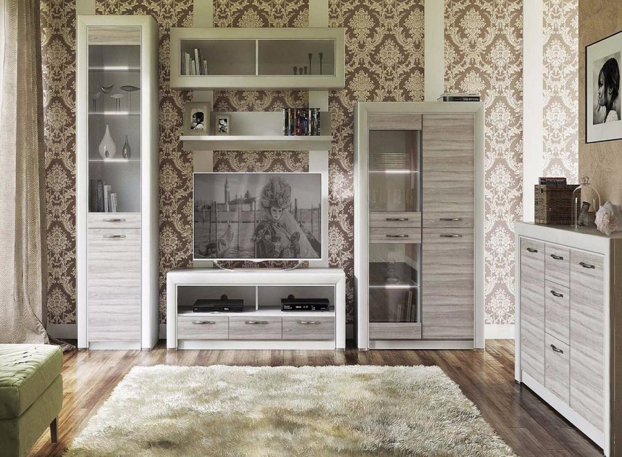 Гостиная Olivia комплектация 2 вудлайн крем / дуб анкона