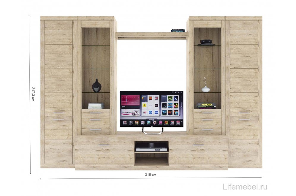 Гостиная Оскар комплектация 13 дуб санремо