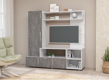 Готовая гостиная Аллегро №8 бетон светлый / камень темный