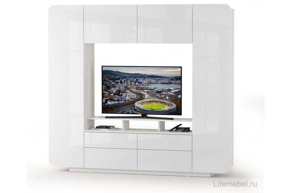 Готовая гостиная Румба белый / белый глянец  - Уцененный экземпляр