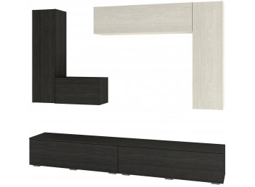 Готовая гостиная Эстет 2 КМП СН.002.2400-01 морское дерево карбон / дуб приморский сатиновый