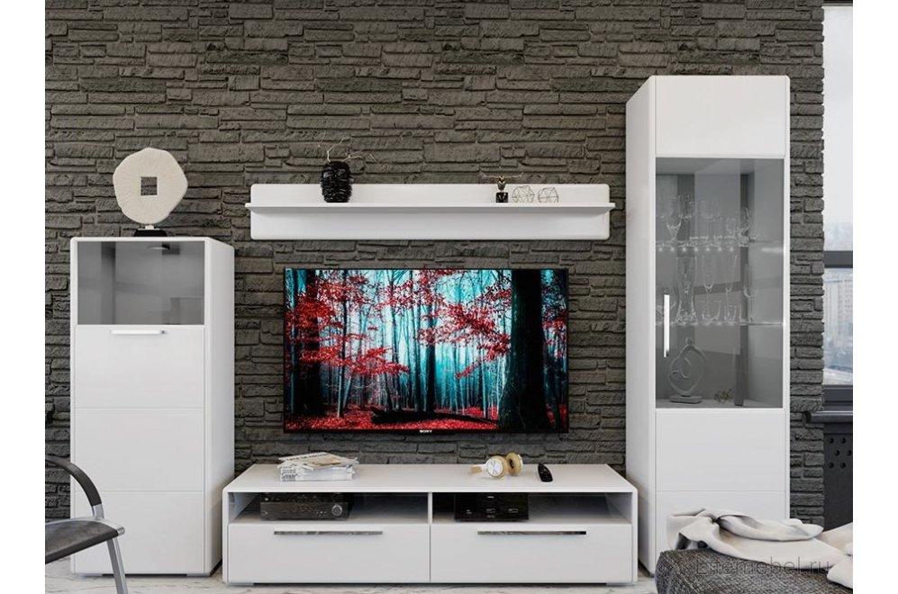 Модульная гостиная Наоми комплектация 4 белый глянец