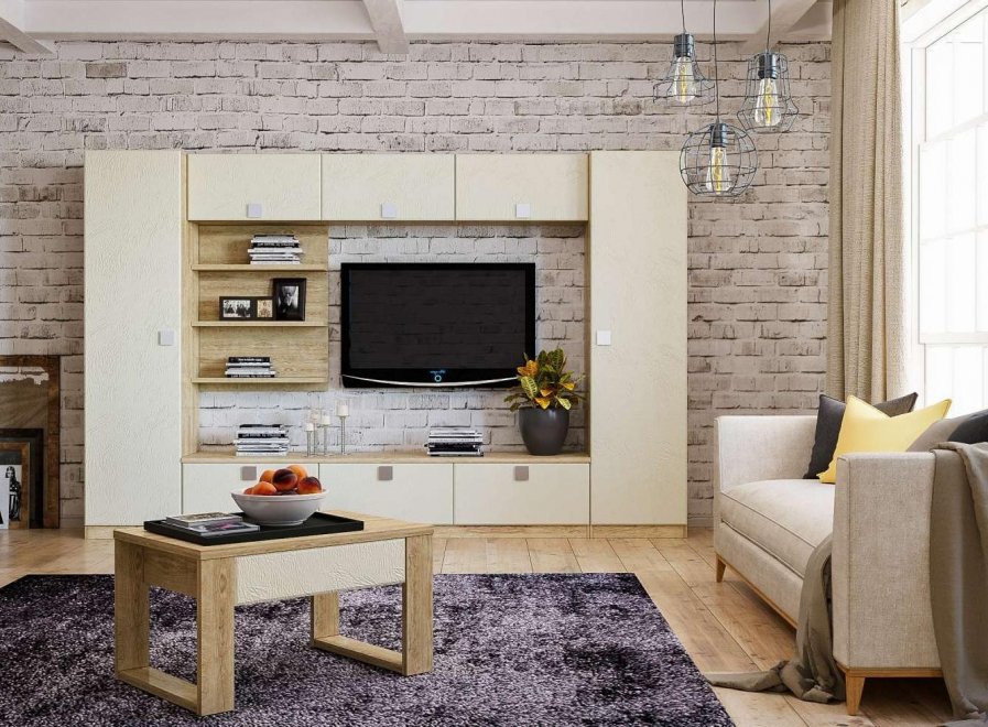 Модульная гостиная Анастасия дуб роше / мисандея стоун комплектация 5