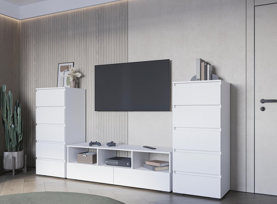 Модульная гостиная Элла комплектация 5 белый / белый