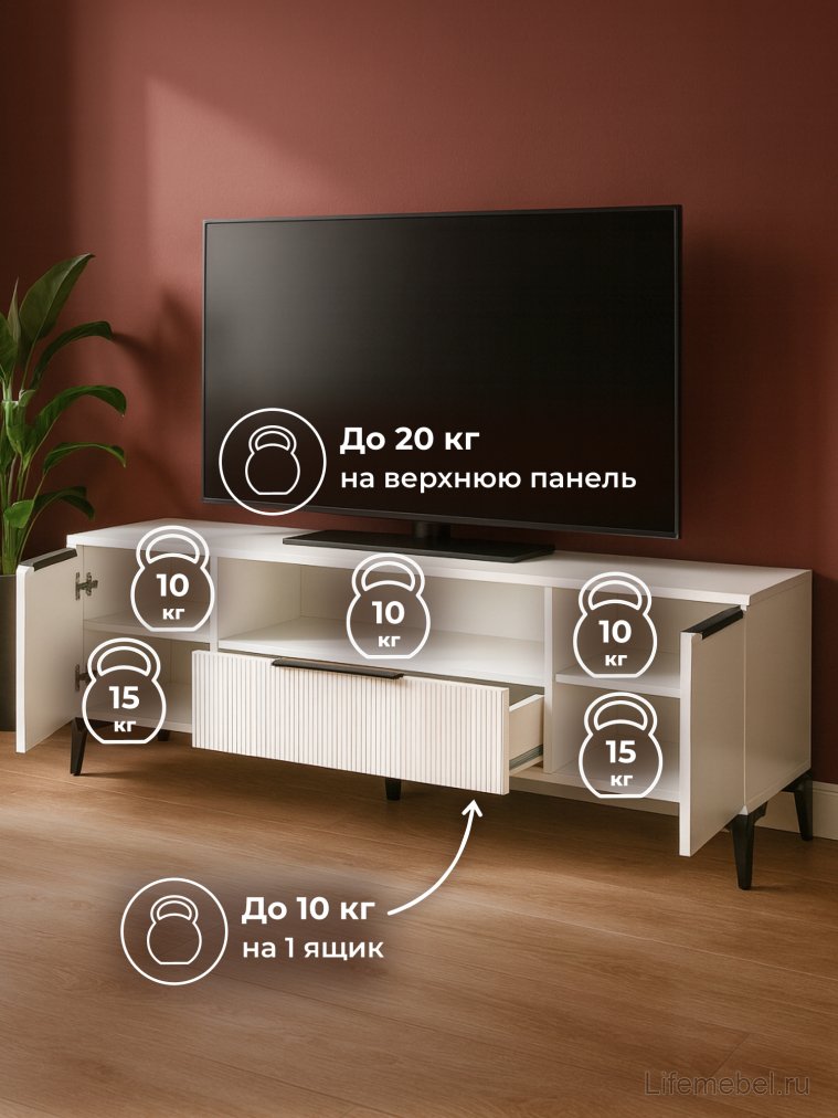 Модульная гостиная Иадама белый / белый глянец комплектация 2