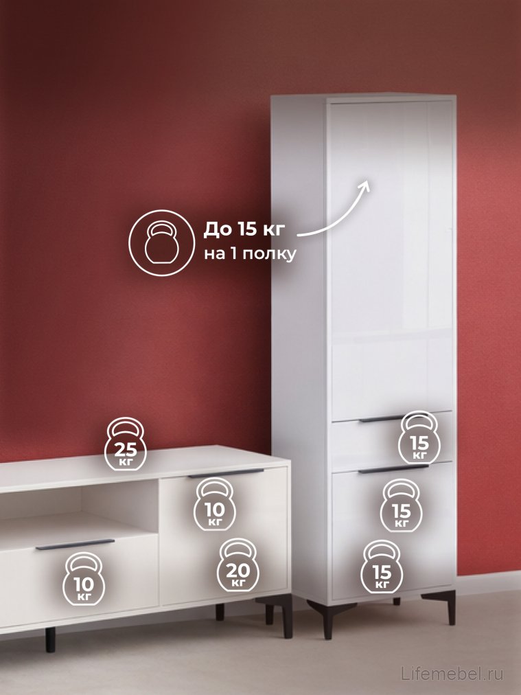 Модульная гостиная Иадама белый / белый глянец комплектация 5