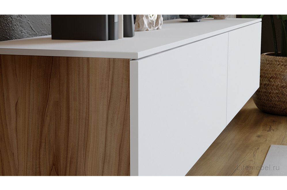 Модульная гостиная Порто яблоня беллуно / белый софт комплектация 5