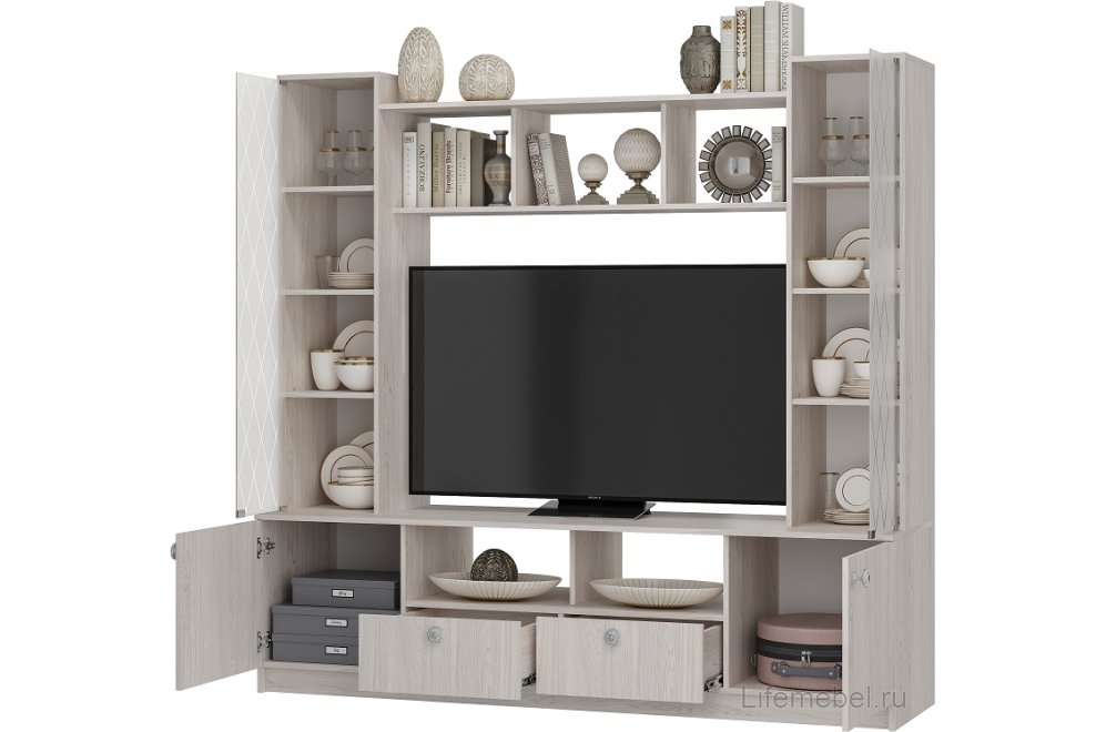 Модульная гостиная Зарина ясень белый