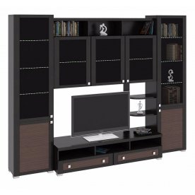 Стенка для гостиной Фиджи (комплектация 12) венге цаво / каналы дуба