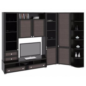 Стенка для гостиной Фиджи (комплектация 7) венге цаво / каналы дуба