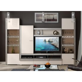 Стенка для гостиной Эйва (комплектация 1) фон бежевый / дуб верцаска