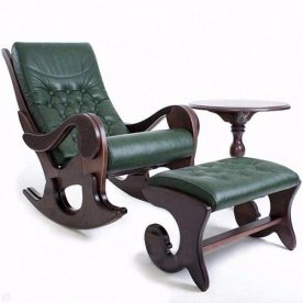 Кресло-качалка Грация с банкеткой каркас венге, обивка грин (без росписи)