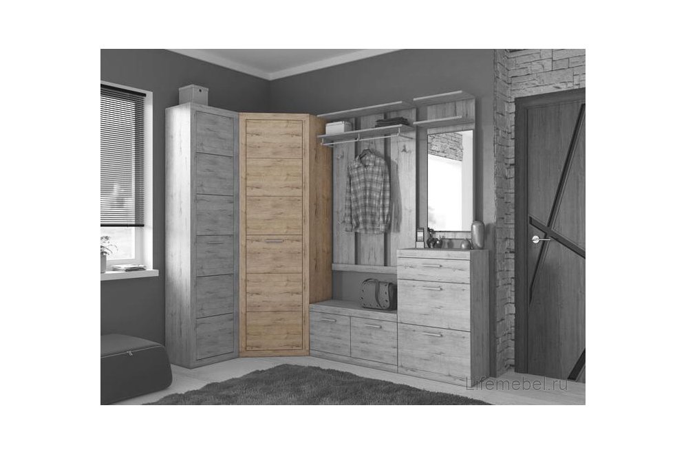 Шкаф угловой с полками Oskar L-P дуб санремо