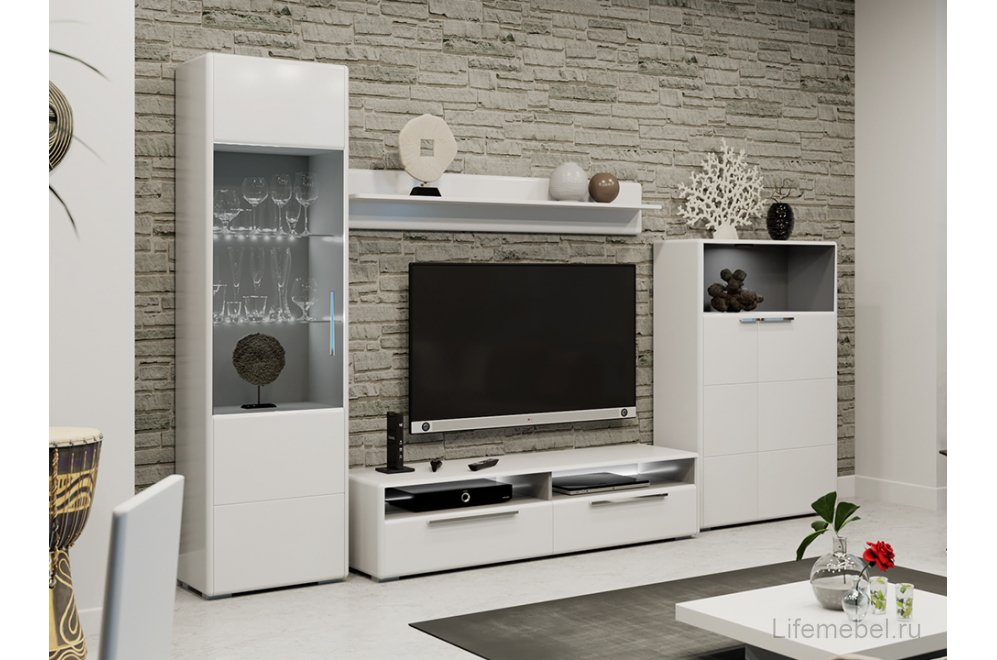 Витрина Наоми ТД-208.07.25 белый глянец