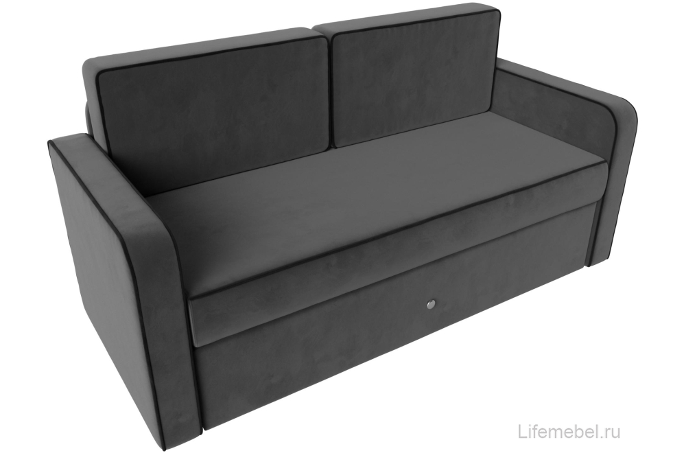 Детский диван Соната-Арт серый / черный велюр трансформер