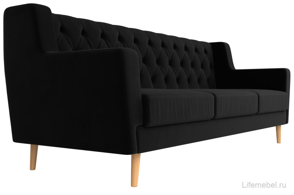 Диван Брайтон 3 Люкс черный микровельвет