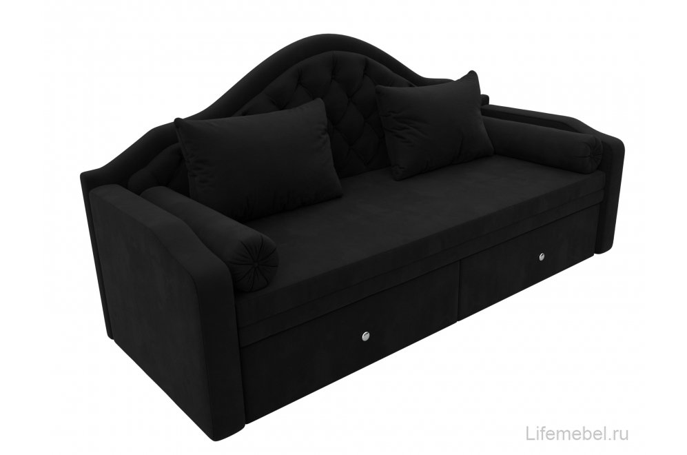 Диван прямой детский Сойер микровельвет черный