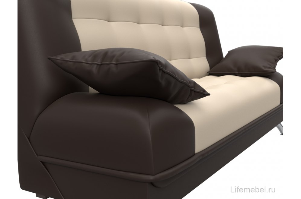 Диван-книжка Юнона экокожа бежевый / коричневый