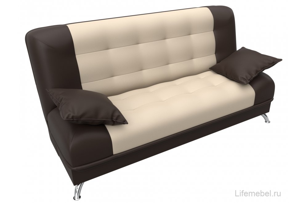 Диван-книжка Юнона экокожа бежевый / коричневый