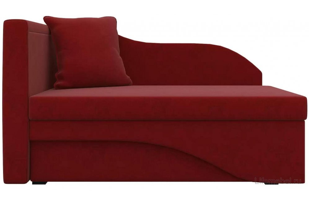 Диван-кушетка Женева-Софт левый микровельвет красный