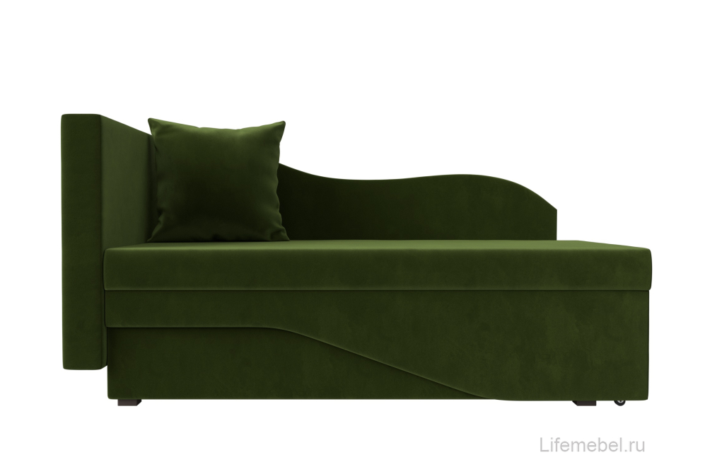 Диван-кушетка Женева-Софт левый микровельвет зеленый