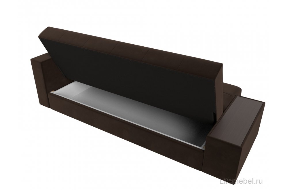 Диван Лига-020 микровельвет сиденье и спинка микровельвет коричневый / подлокотники и царга микровельвет коричневый / декоративная подушка микровельвет желтый