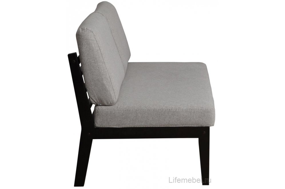 Диван Массив мягкая ткань серый / каркас венге