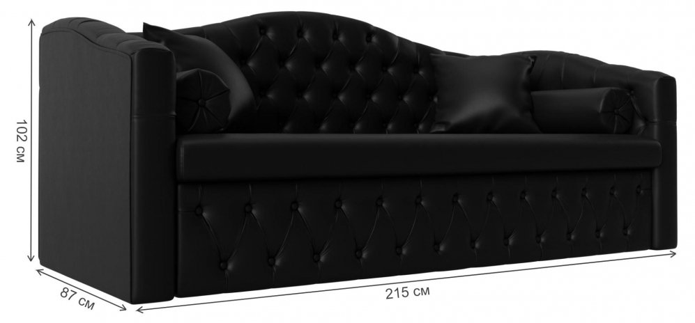 Диван Соната-Софт черная экокожа