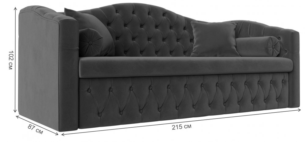 Диван Соната-Софт серый велюр