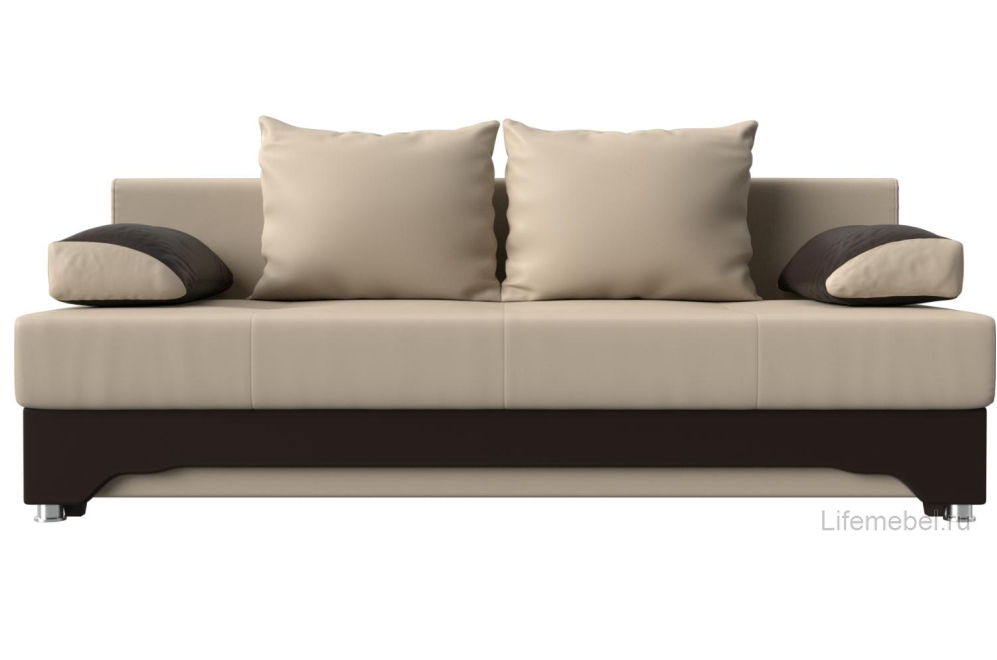 Диван Тарис-2 еврокнижка экокожа бежевый / коричневый