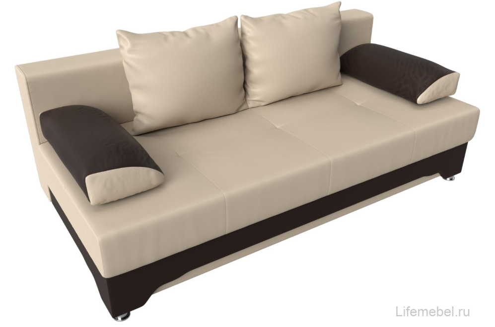 Диван Тарис-2 еврокнижка экокожа бежевый / коричневый