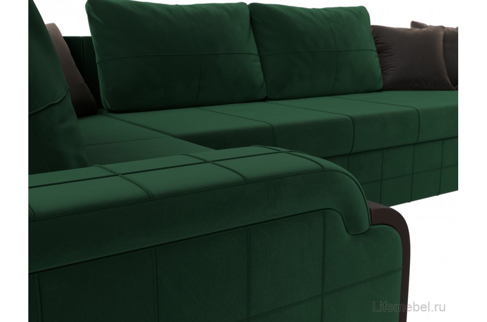 Диван П-образный Женева П велюр зеленый