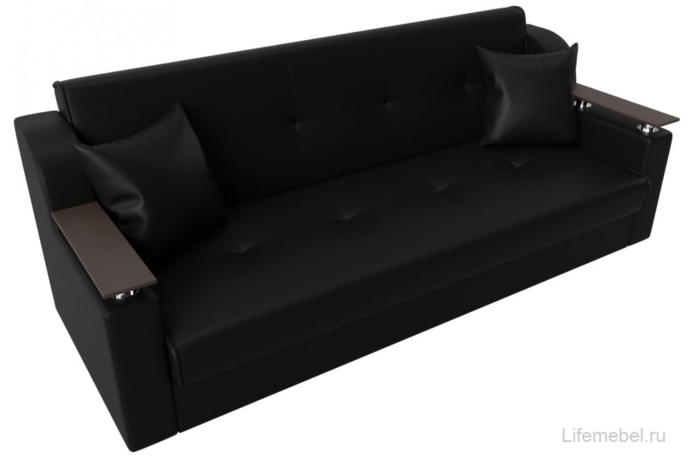 Диван Бравис черная экокожа книжка