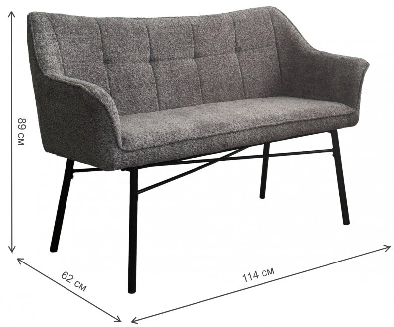 Диван Bergamo букле UF998-15 серый