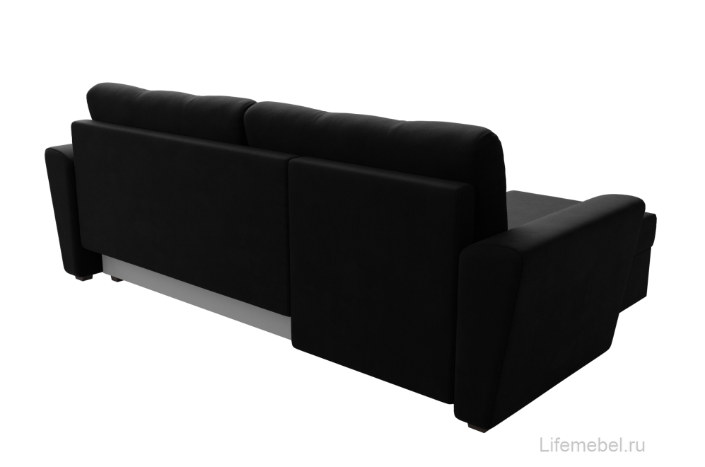 Диван угловой Дельта-Нова Лайт левый черный микровельвет