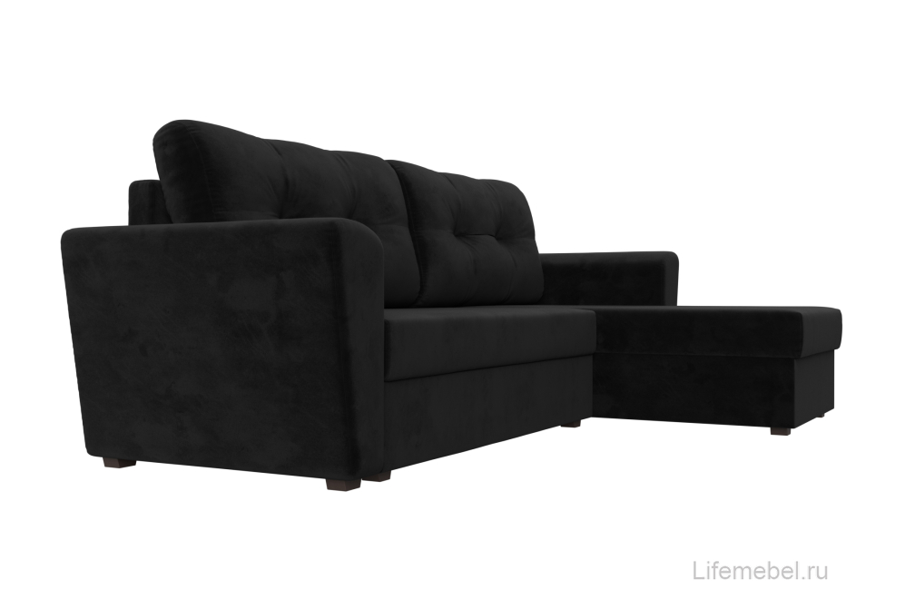 Диван угловой Амстердам Лайт правый черный велюр