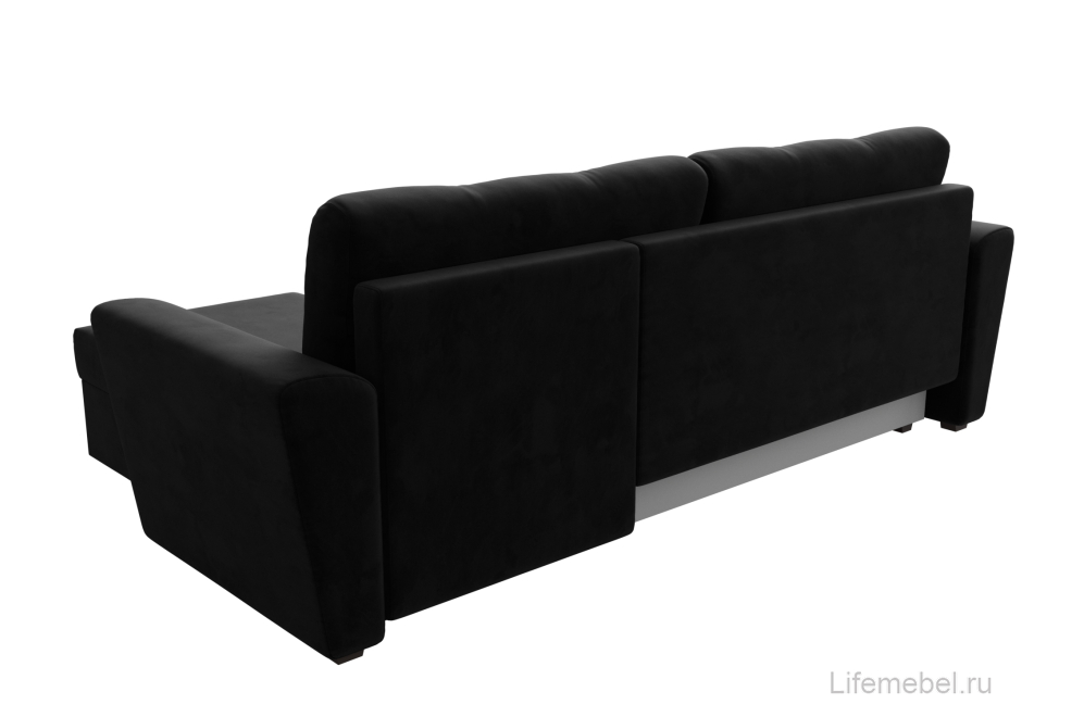 Диван угловой Амстердам Лайт правый черный велюр