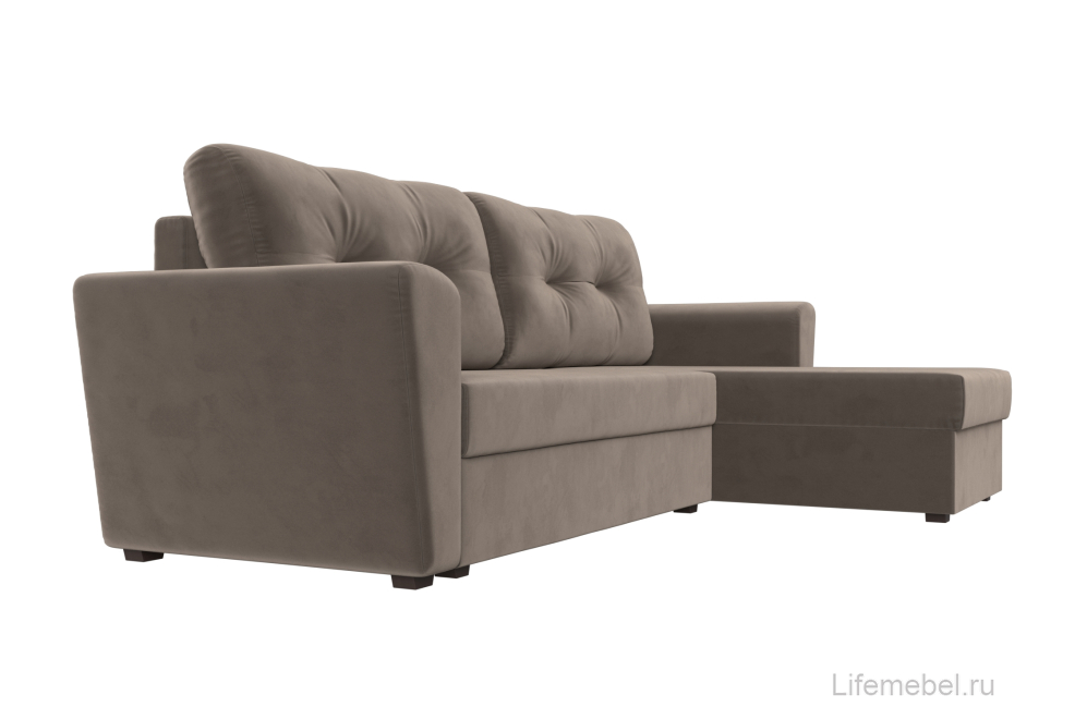 Диван угловой Дельта-Нова Лайт правый коричневый велюр