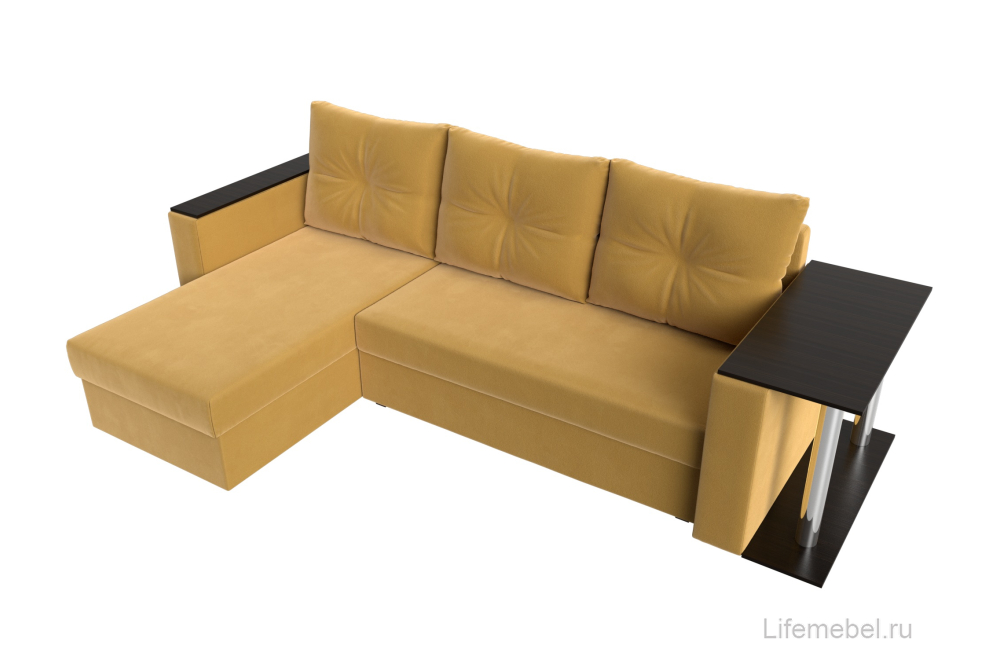 Диван угловой Дельта-Прайм левый желтый микровельвет