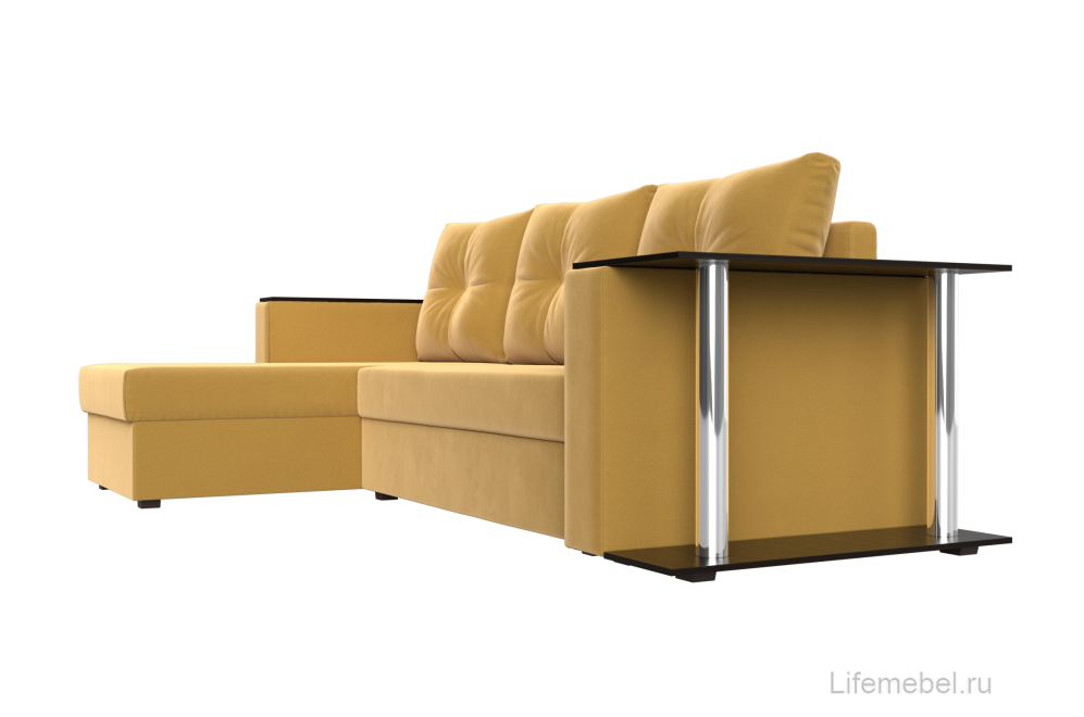Диван угловой Дельта-Прайм левый желтый микровельвет