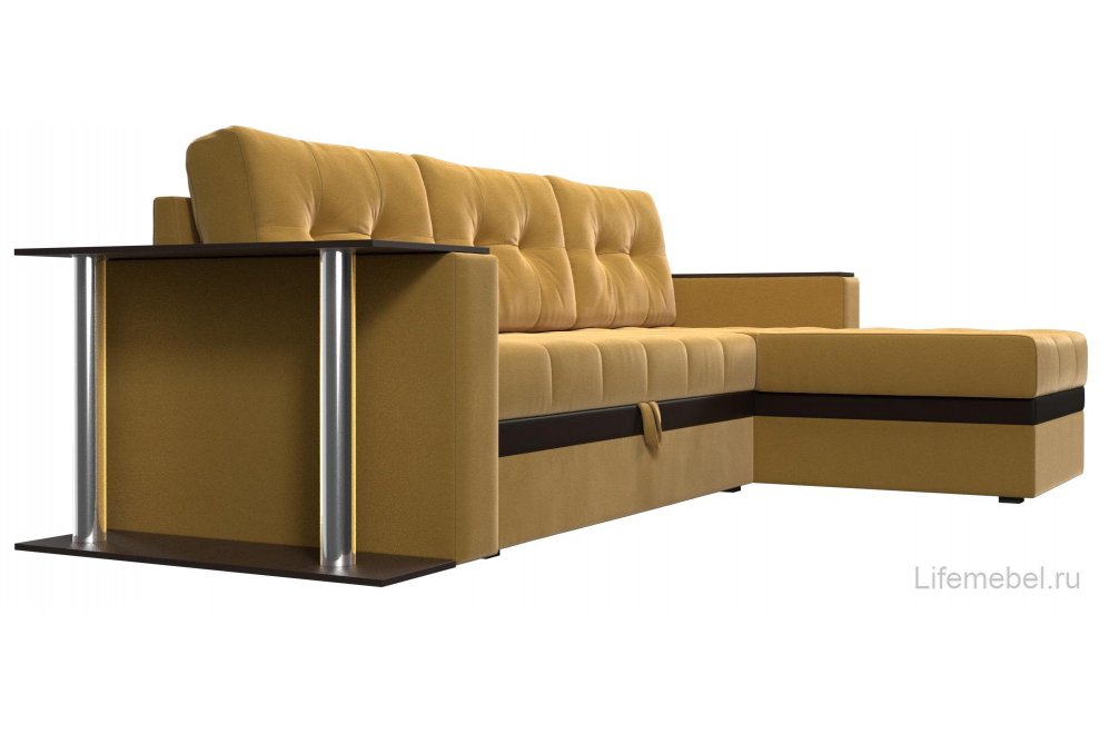 Диван угловой Атланта М правый желтый микровельвет