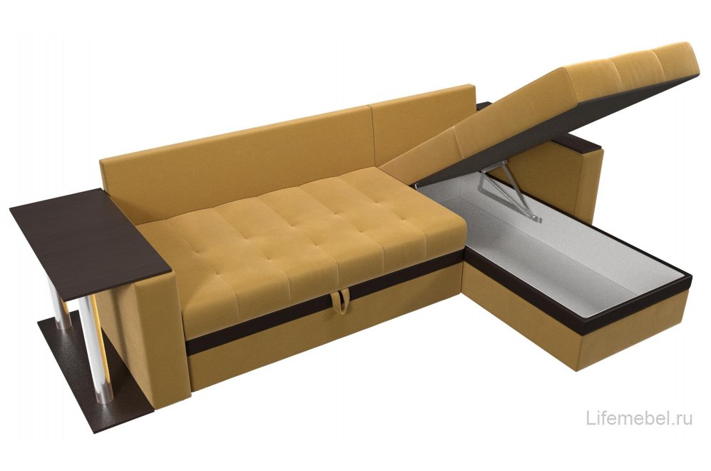 Диван угловой Атланта М правый желтый микровельвет