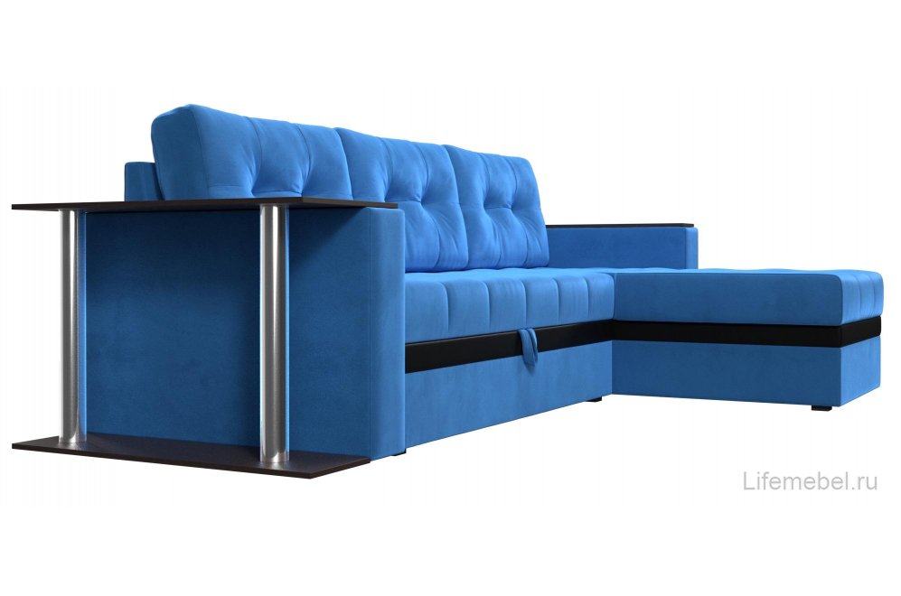 Диван угловой Атланта М правый голубой велюр