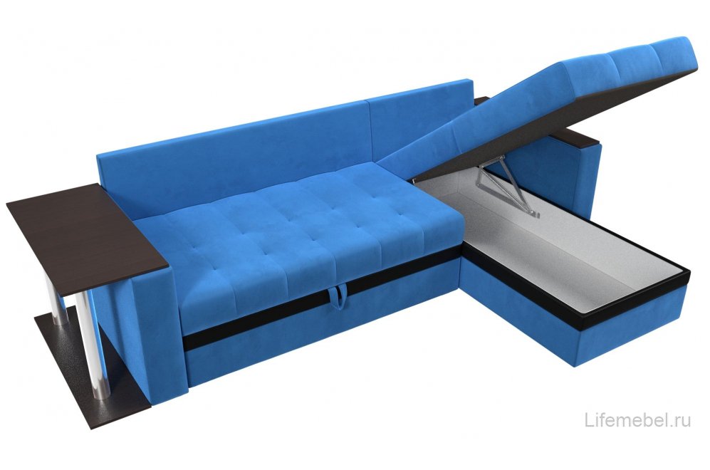 Диван угловой Атланта М правый голубой велюр