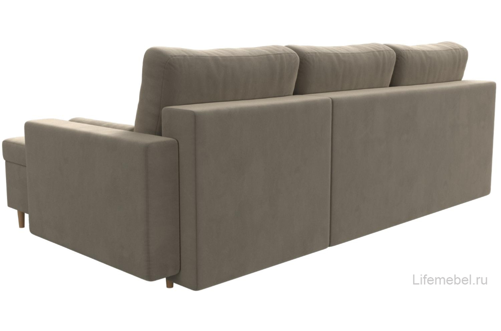 Диван угловой Урбано микровельвет бежевый правый