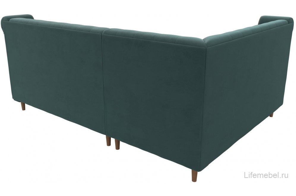 Диван Бронкс левый бирюзовый / бежевый велюр