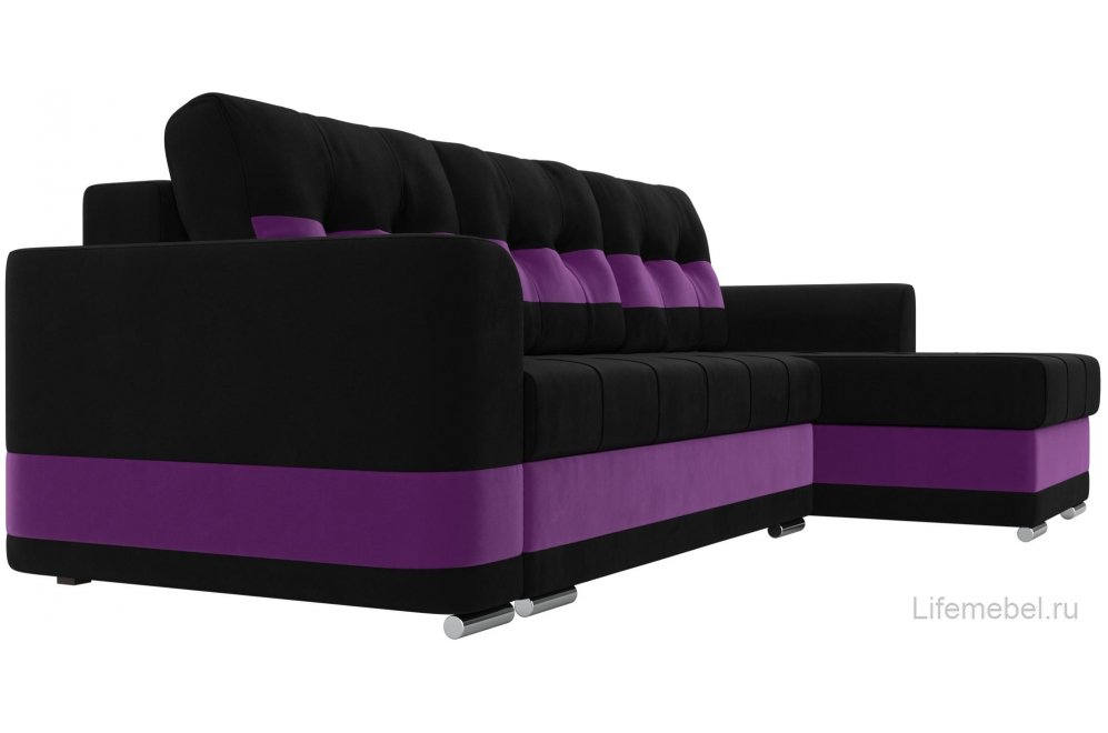 Диван угловой Эльба-Прайм правый черный микровельвет