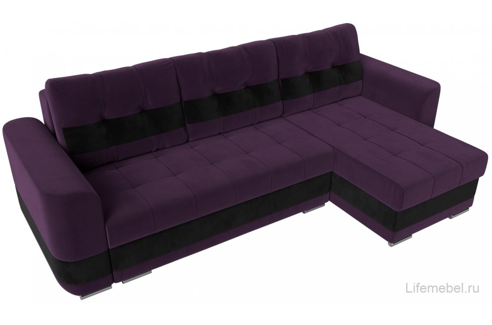 Диван угловой Эльба-Прайм правый фиолетовый велюр